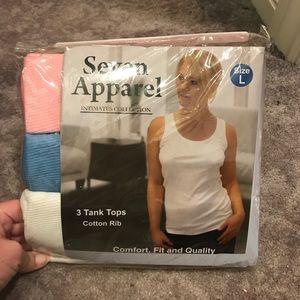 NEW 3-Pc Cotton Ribbed Tank Tops Large